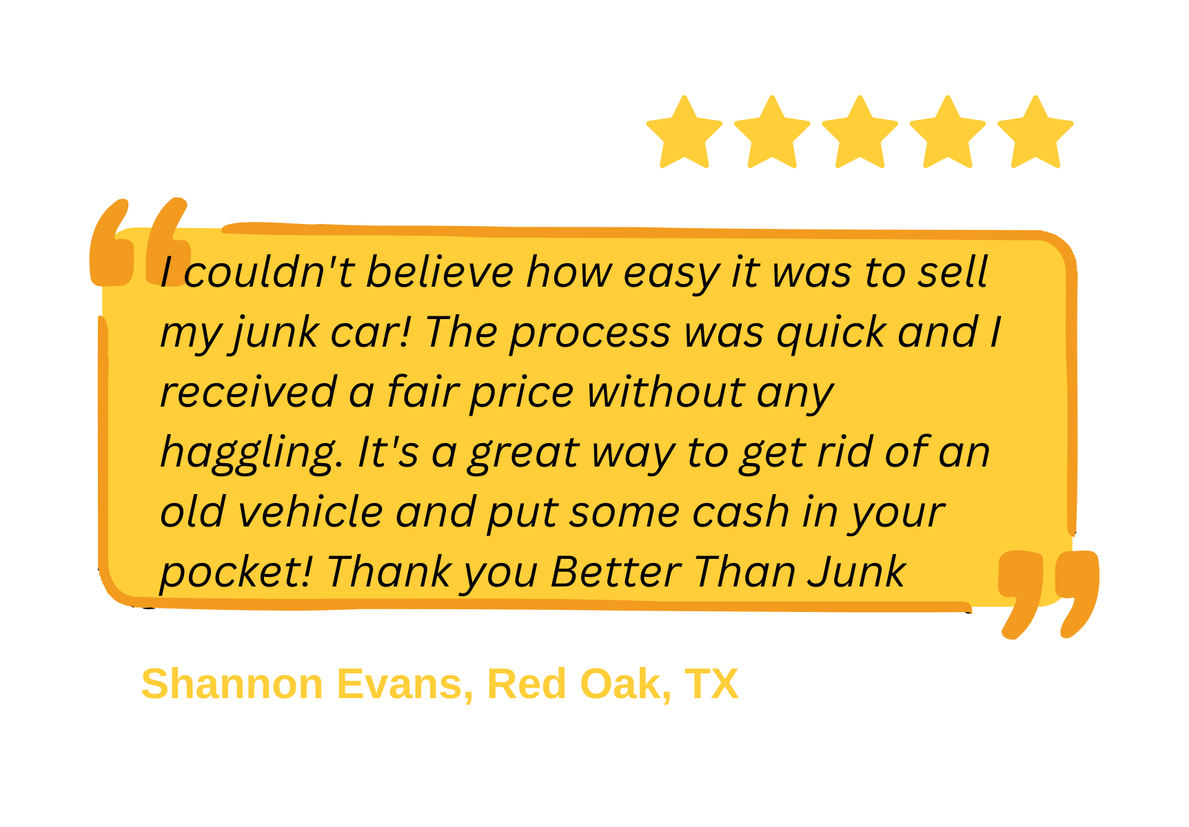 Fort Worth customer sold junk car to Better Than Junk
